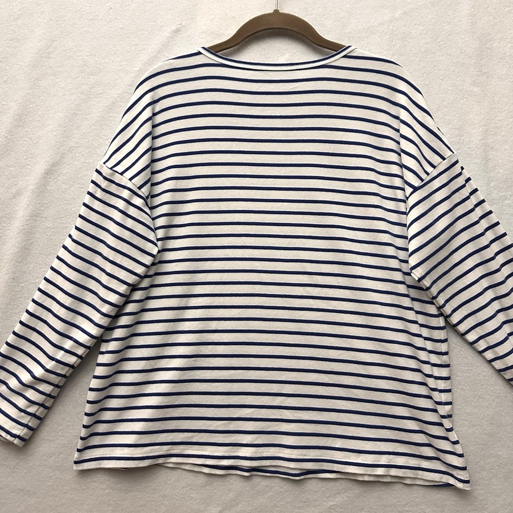J. McLaughlin Womens Medium M Blue Striped 3/4 Sleeve Nautical Fisherman - Picture 7 of 7